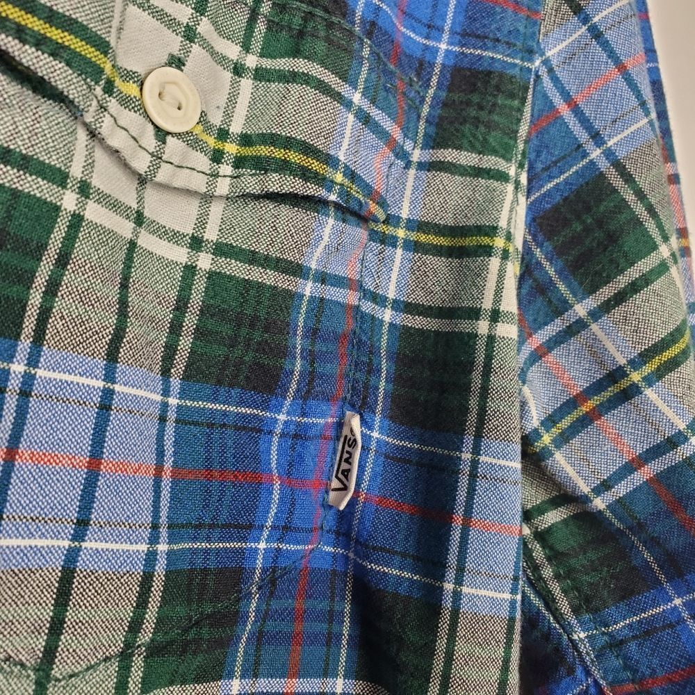 VANS Button Down Long Sleeve Plaid Shirt Unisex Multicolor Collared Chest Pocket - Picture 2 of 6